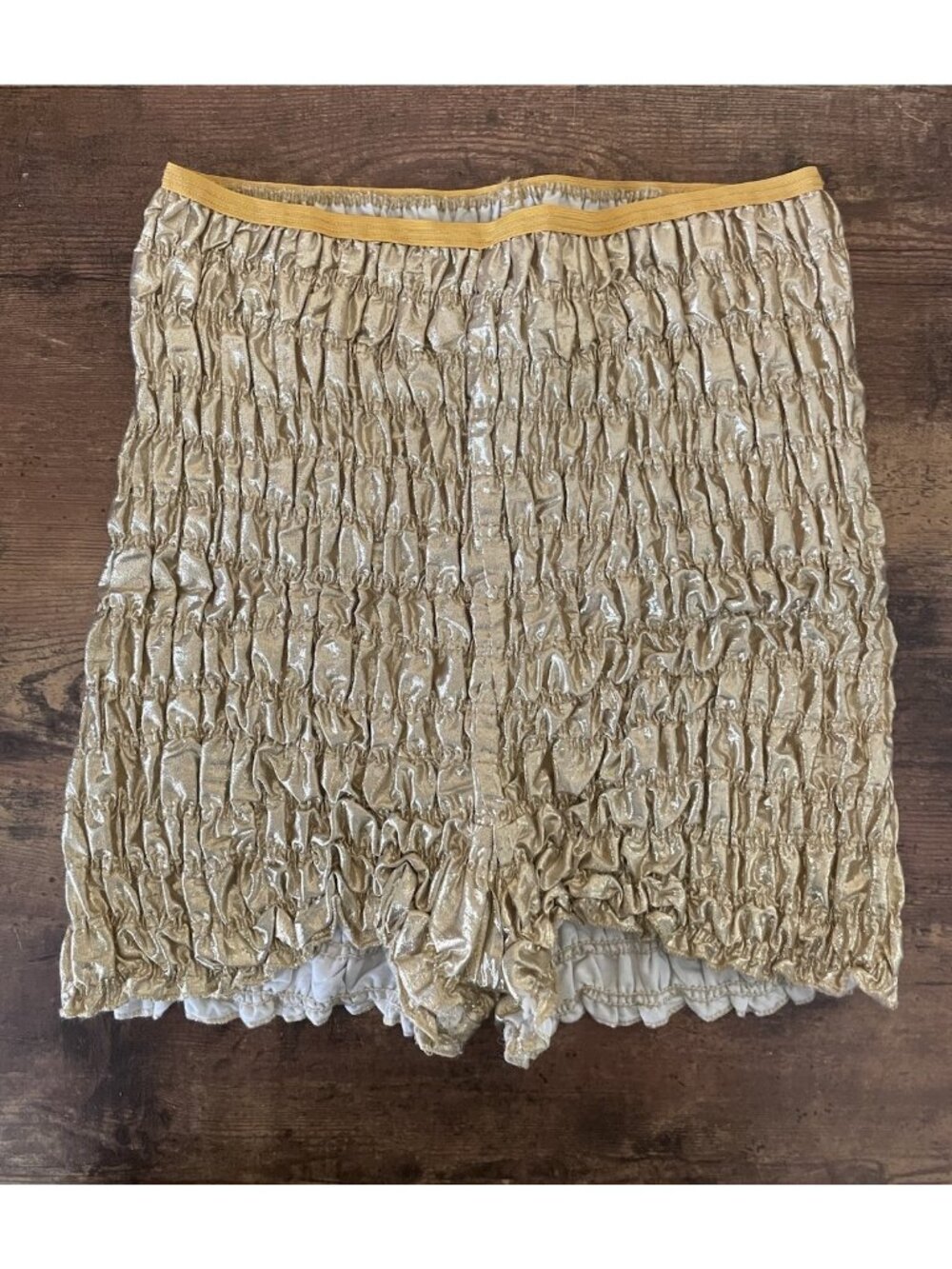 Vintage Malco Modes Pettipants Sz Large Gold Lame Smocked Square Dance Bloomers